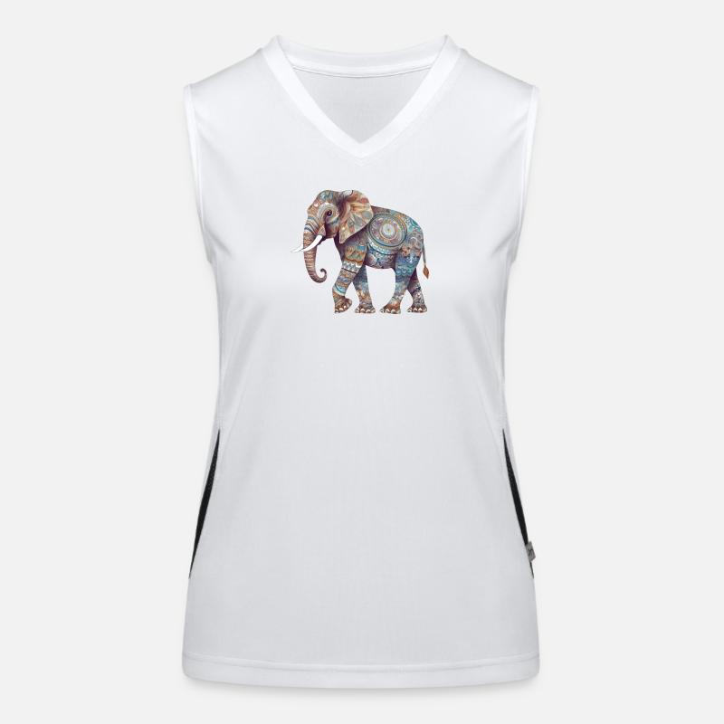 Bunter Mandala Elefant Funktionelles Kontrast-Tank Top für Frauen