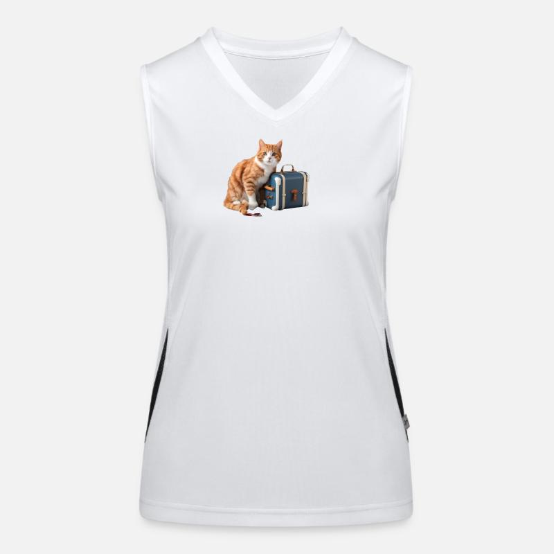 Skurrile Katze mit Reisekoffer-Design Funktionelles Kontrast-Tank Top für Frauen