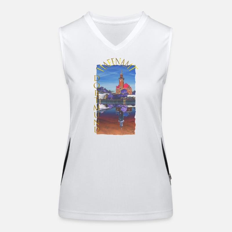 Historisches Dortmunder Hafenamt Funktionelles Kontrast-Tank Top für Frauen