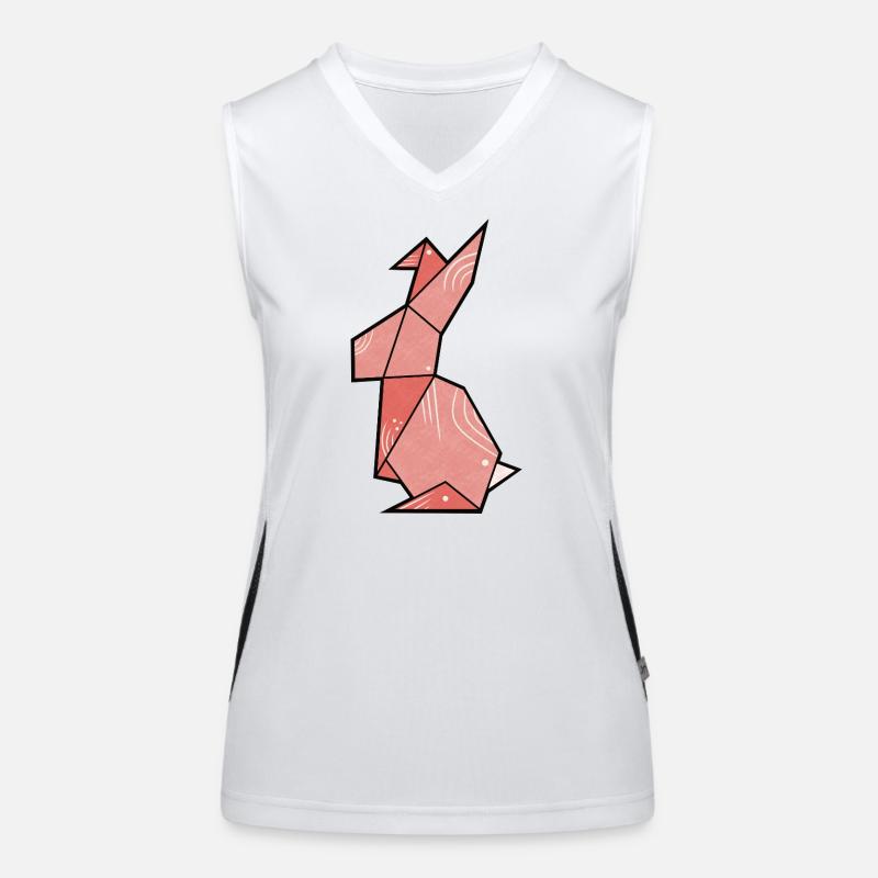 Pink Rabbit - Bunny Origami Style - Women's Functional Contrast Tank Top - white/black