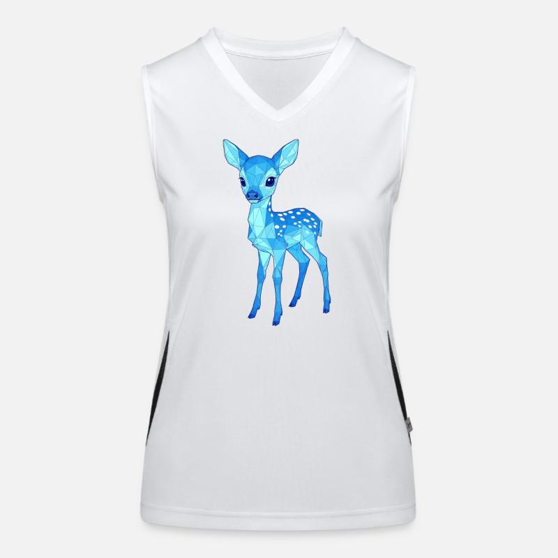 Blauer Low-Poly Hirsch Funktionelles Kontrast-Tank Top für Frauen