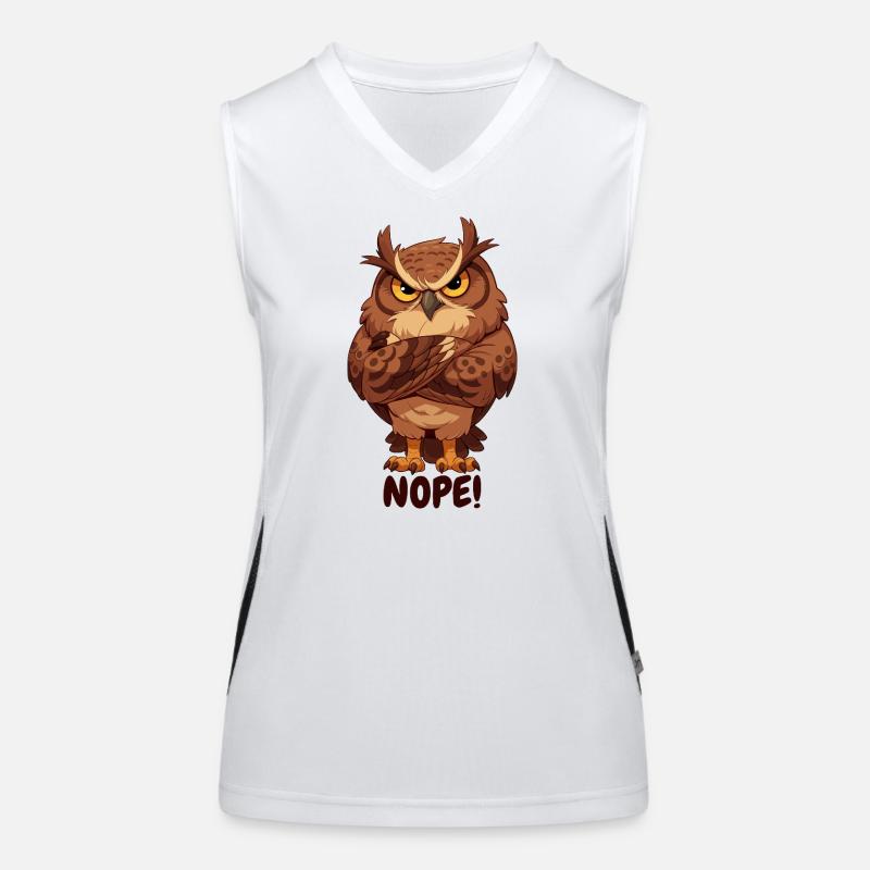 Nope! Grimmige Eule mit Attitüde Funktionelles Kontrast-Tank Top für Frauen