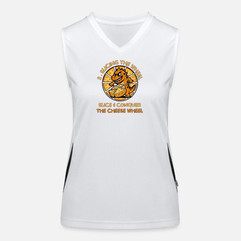 KäseDino: Slice & Conquer Funktionelles Kontrast-Tank Top für Frauen