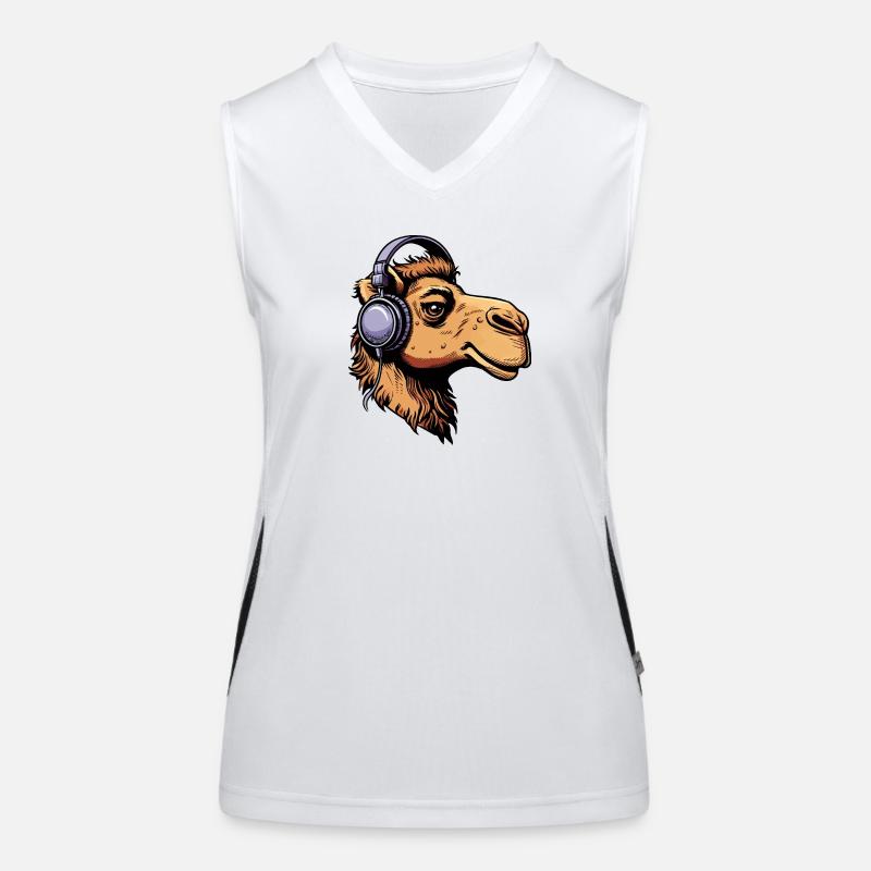 Kamel mit Kopfhörern Funktionelles Kontrast-Tank Top für Frauen