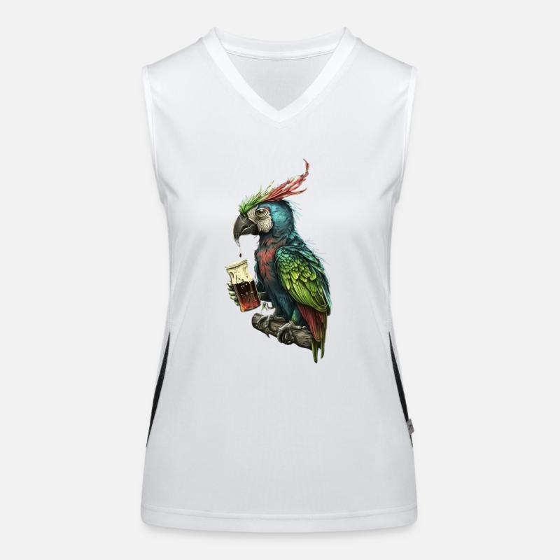 Lustiger Biertrinker, der coole Papagei Funktionelles Kontrast-Tank Top für Frauen