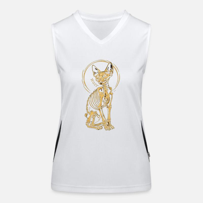 chat sphinx squelette tatouage Débardeur respirant contrasté Femme