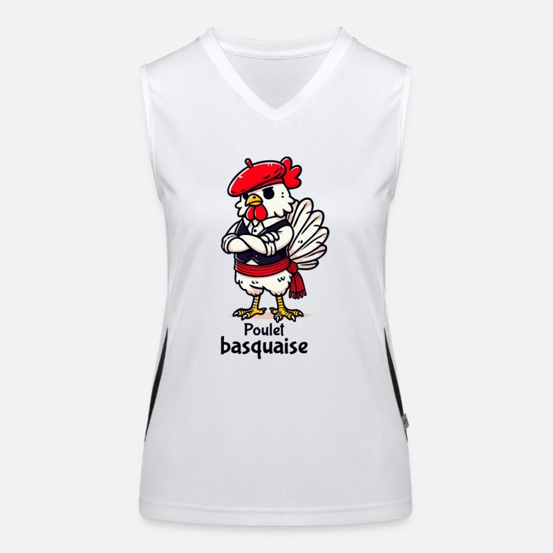 Poulet Basquaise - Dunkler Text Funktionelles Kontrast-Tank Top für Frauen