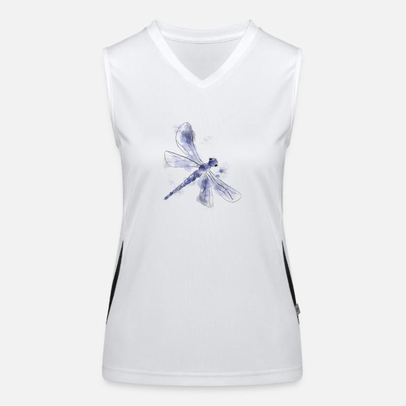 Blaue Libelle Funktionelles Kontrast-Tank Top für Frauen