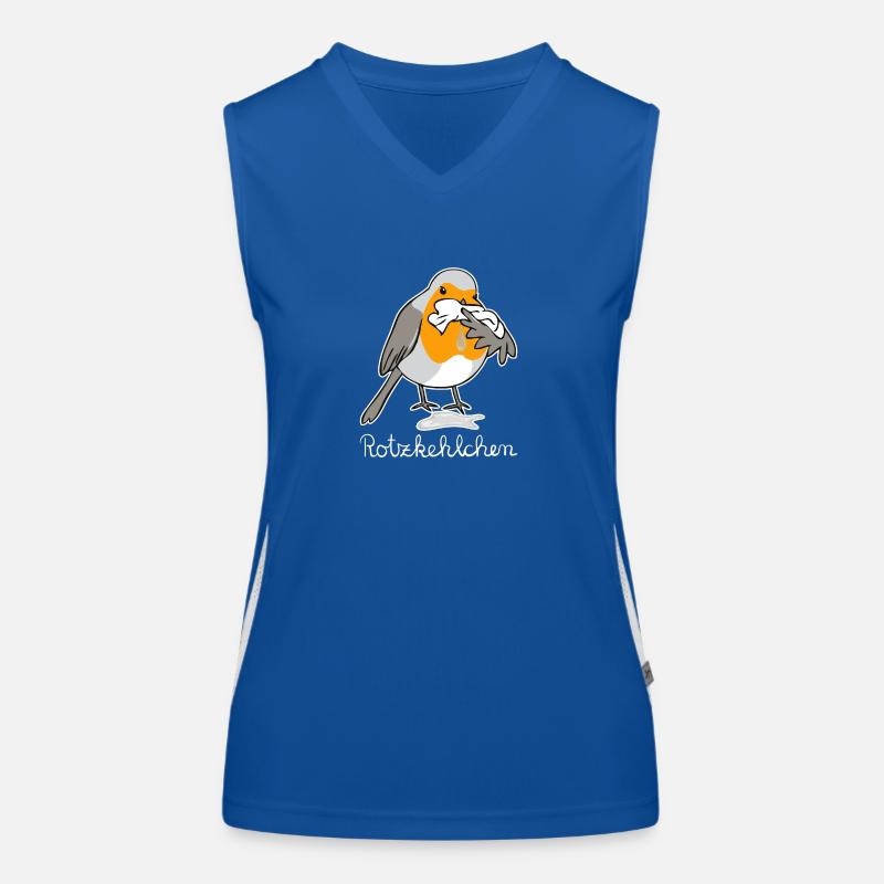Rotzkehlchen hell Rotkehlchen hat Schnupfen Funktionelles Kontrast-Tank Top für Frauen