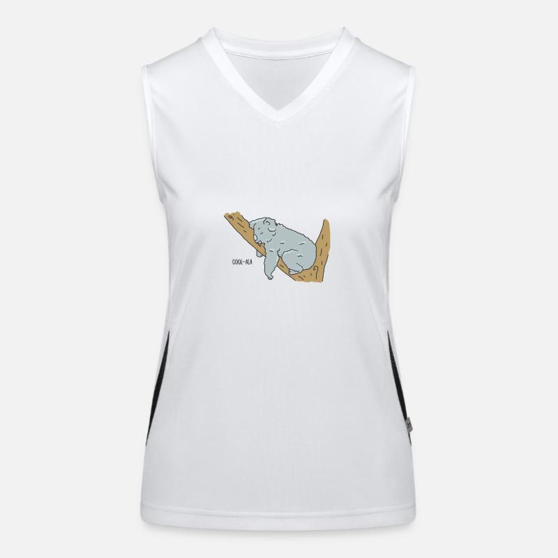 Sleeping Koala on Tree Branch Doodle Women's Functional Contrast Tank Top