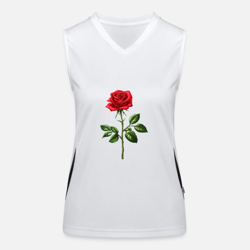 Rose Flower Design Women's Functional Contrast Tank Top