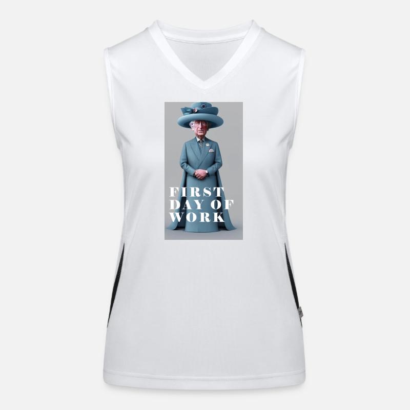 King Charles first day of work Funktionelles Kontrast-Tank Top für Frauen