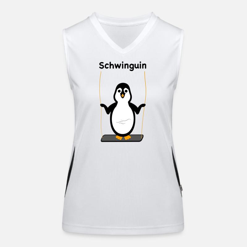 Schwinguin - Pinguin auf Schaukel Funktionelles Kontrast-Tank Top für Frauen