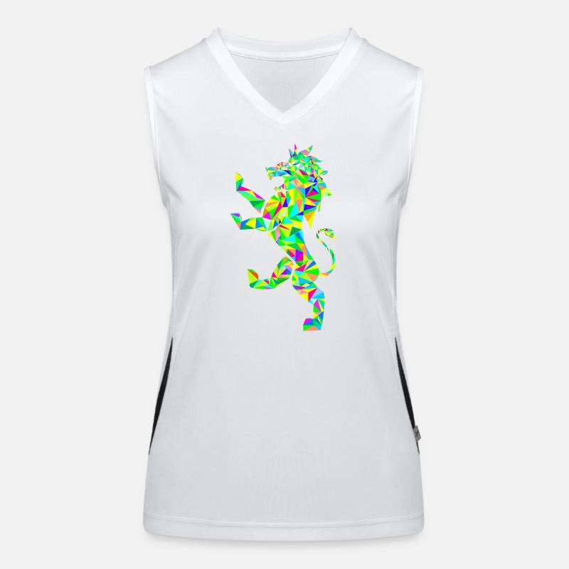 Löwe Polygon bunt Funktionelles Kontrast-Tank Top für Frauen
