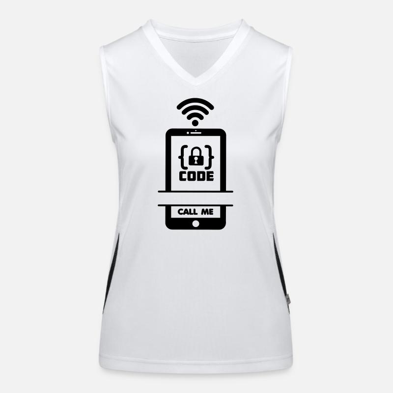 Call me phone for programmer Women's Functional Contrast Tank Top
