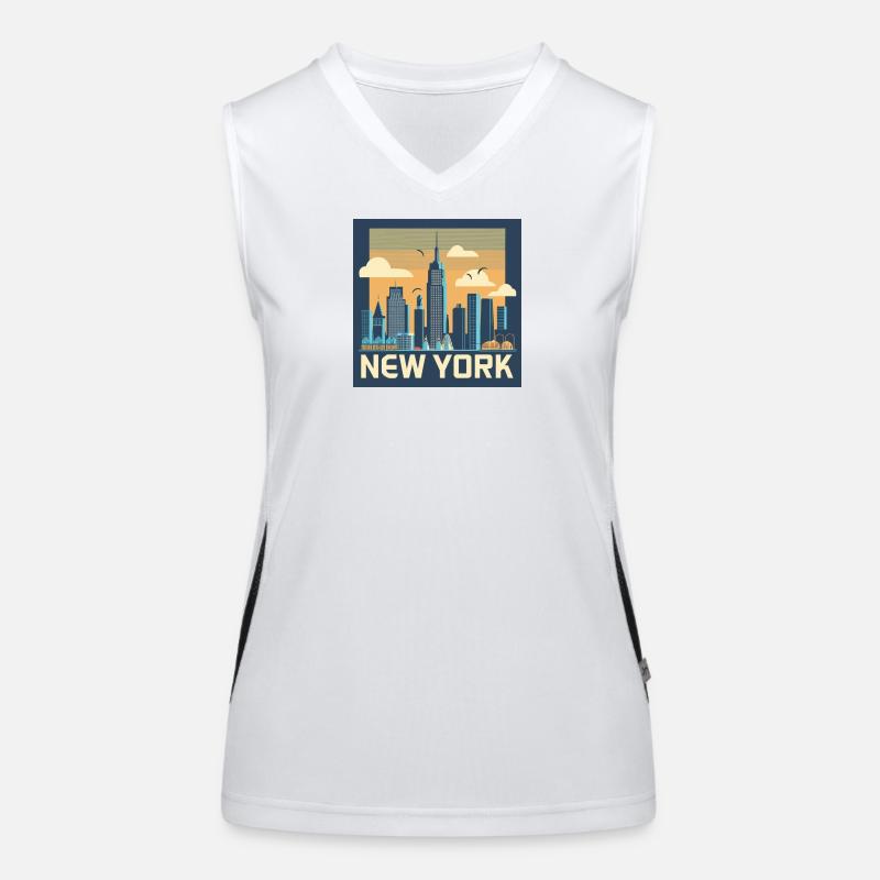 New York Skyline Retro Print - Women's Functional Contrast Tank Top - white/black