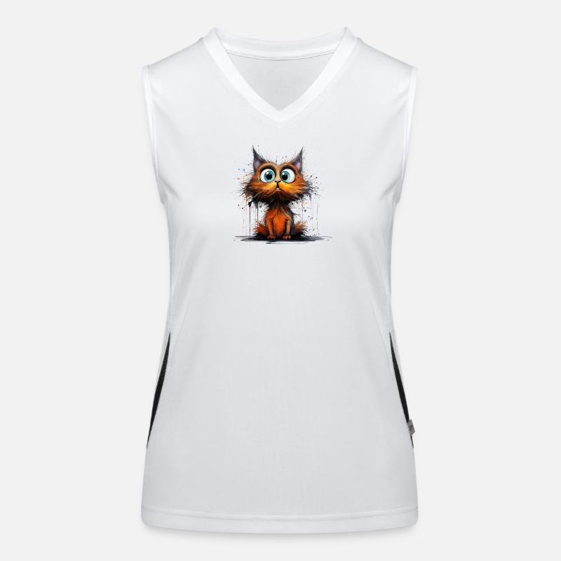 Crazy looking cat for cat lady Women's Functional Contrast Tank Top