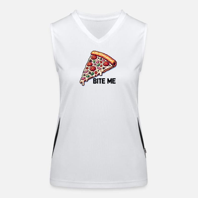 Bite me Pizza Funktionelles Kontrast-Tank Top für Frauen