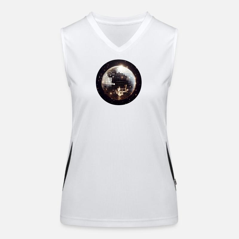 Runde Discokugel auf schwarzem Hintergrund Funktionelles Kontrast-Tank Top für Frauen