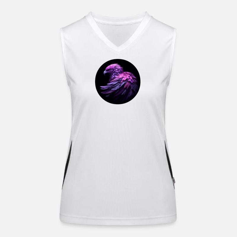 purple eagle against black background Women's Functional Contrast Tank Top
