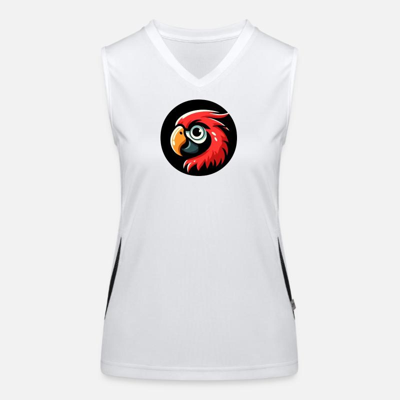 Parrot head in comic style Women's Functional Contrast Tank Top