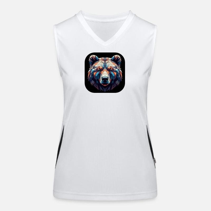 Bär Kopf Polygon bunt farbig Funktionelles Kontrast-Tank Top für Frauen