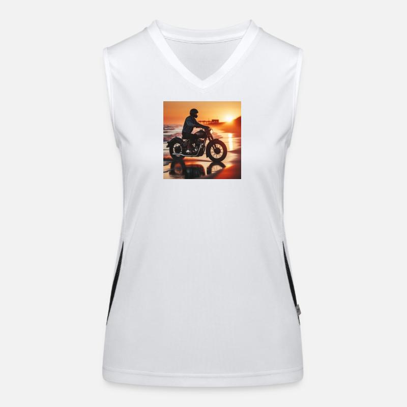 Motorcycle Old Sunset 1 Women's Functional Contrast Tank Top