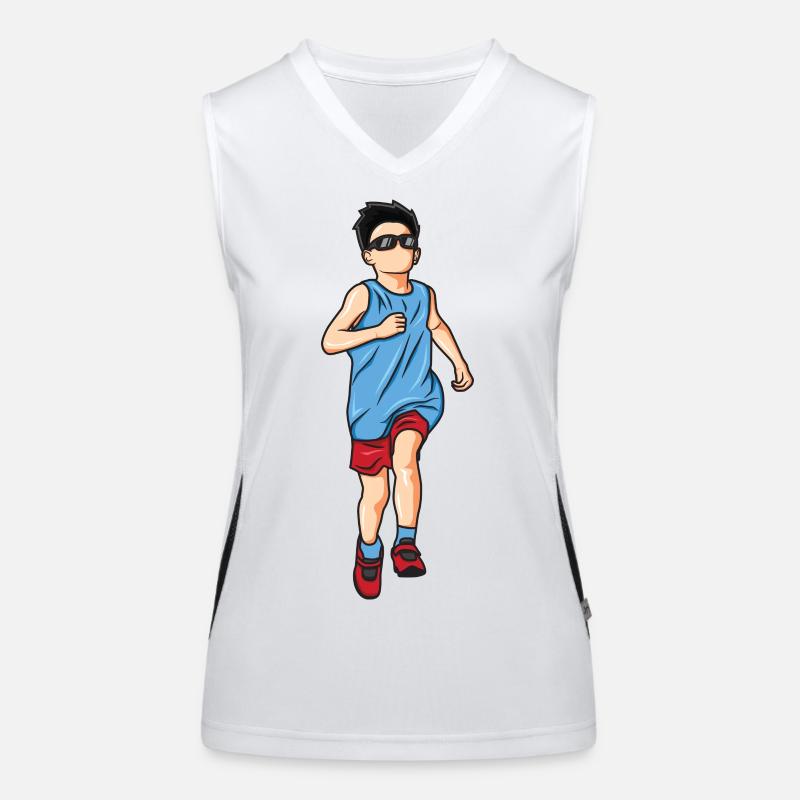 Running Boy Drawing Women's Functional Contrast Tank Top