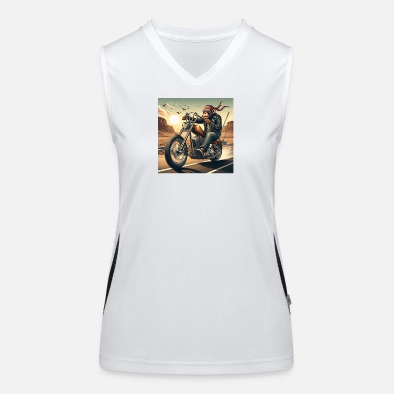 Cooler Affe auf einem Chopper Funktionelles Kontrast-Tank Top für Frauen