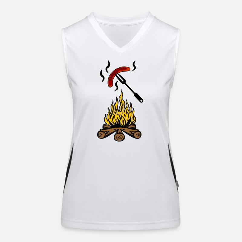 Campfire with bratwurst Women's Functional Contrast Tank Top
