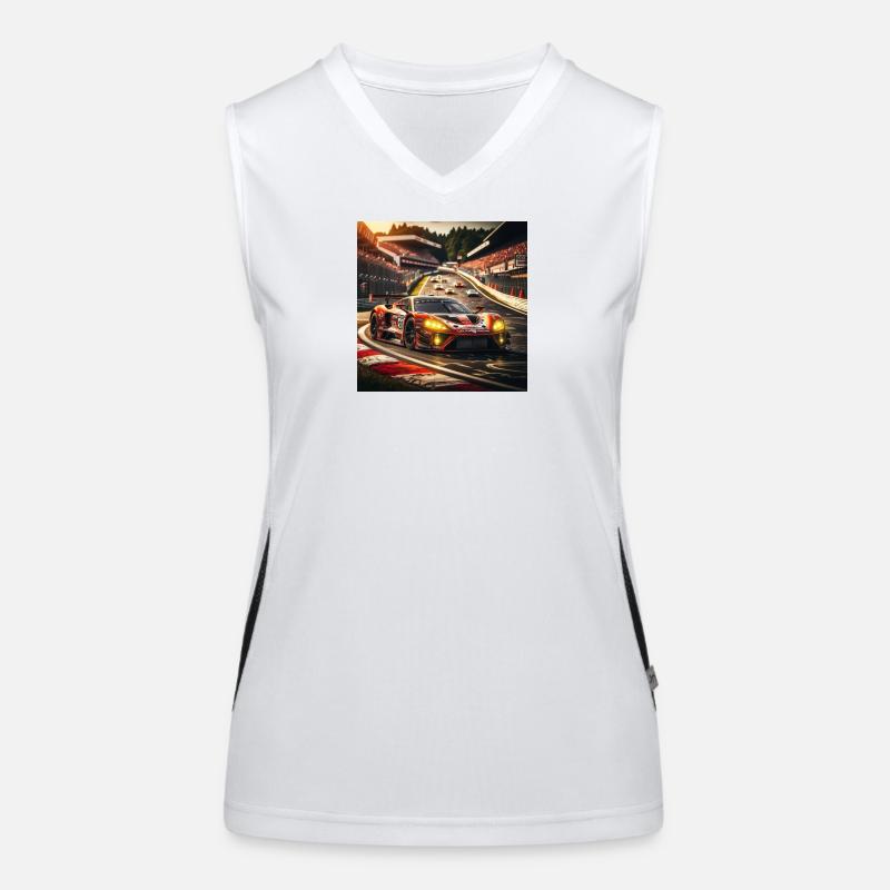 Voiture de course sur la piste de course Débardeur respirant contrasté Femme