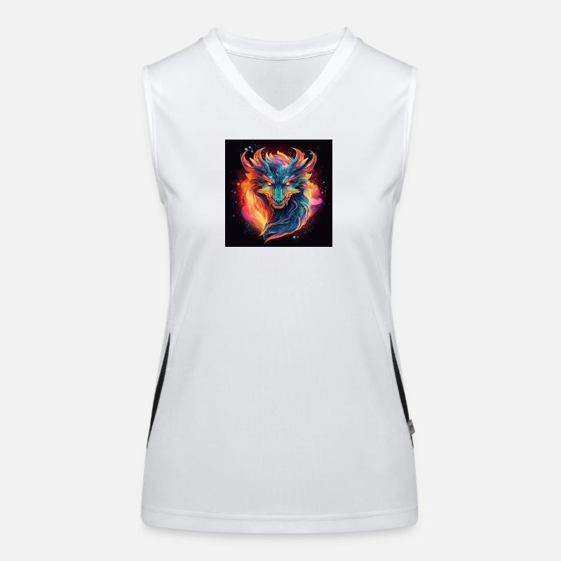 Neon Dragon Head Fire Colors Women's Functional Contrast Tank Top