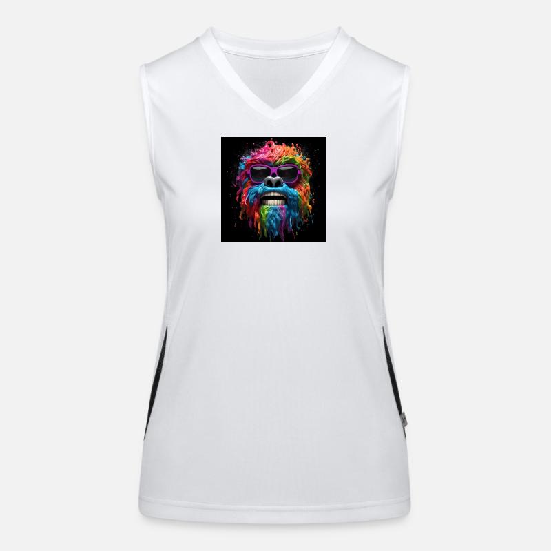 Psychedelischer Gorilla mit Sonnenbrille Funktionelles Kontrast-Tank Top für Frauen