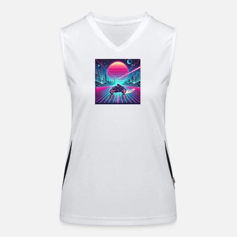 Neon Grid Odyssey – Synthwave trifft Tron Legacy Funktionelles Kontrast-Tank Top für Frauen