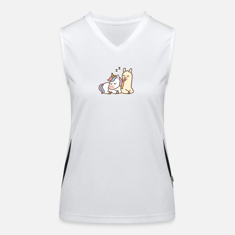 Schlafendes Einhorn und Lama Funktionelles Kontrast-Tank Top für Frauen