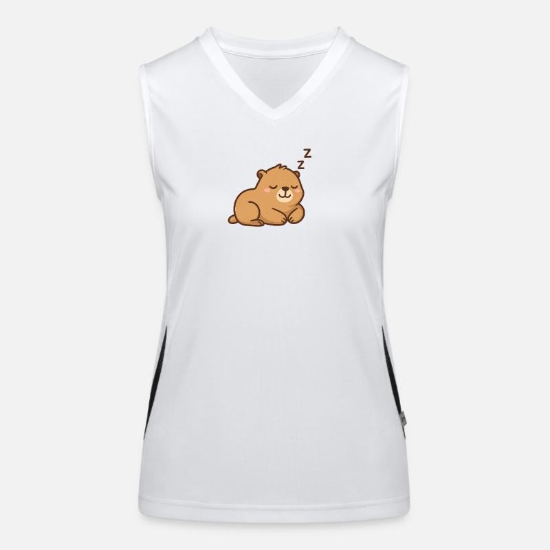 Schlafbär in Pastellbraun Funktionelles Kontrast-Tank Top für Frauen