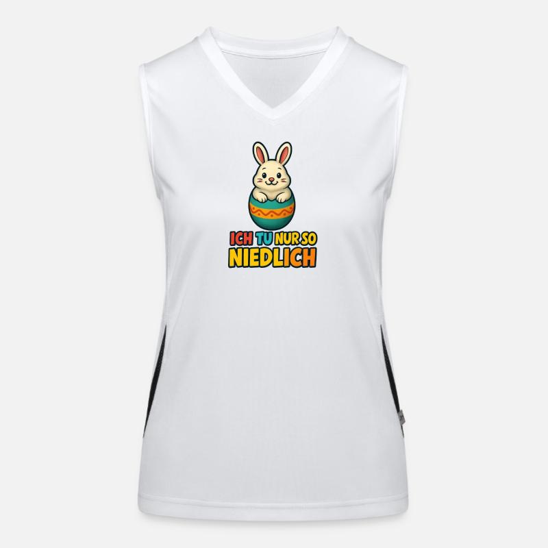 Osterhase im Ei mit Spruch Funktionelles Kontrast-Tank Top für Frauen