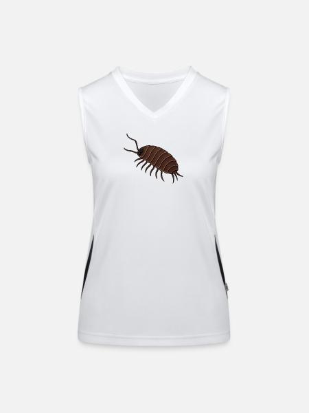Runde Assel Illustration, Kultshirt , Kellerassel  - Funktionelles Kontrast-Tank Top für Frauen - Weiß/Schwarz - Vorne