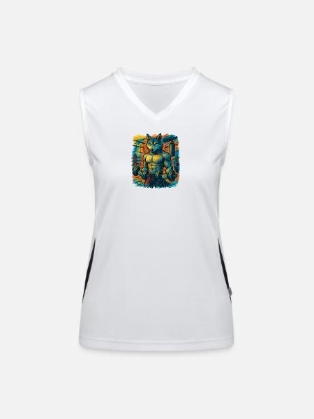 Wolf-strong gym strength - Women's Functional Contrast Tank Top - white/black - Front