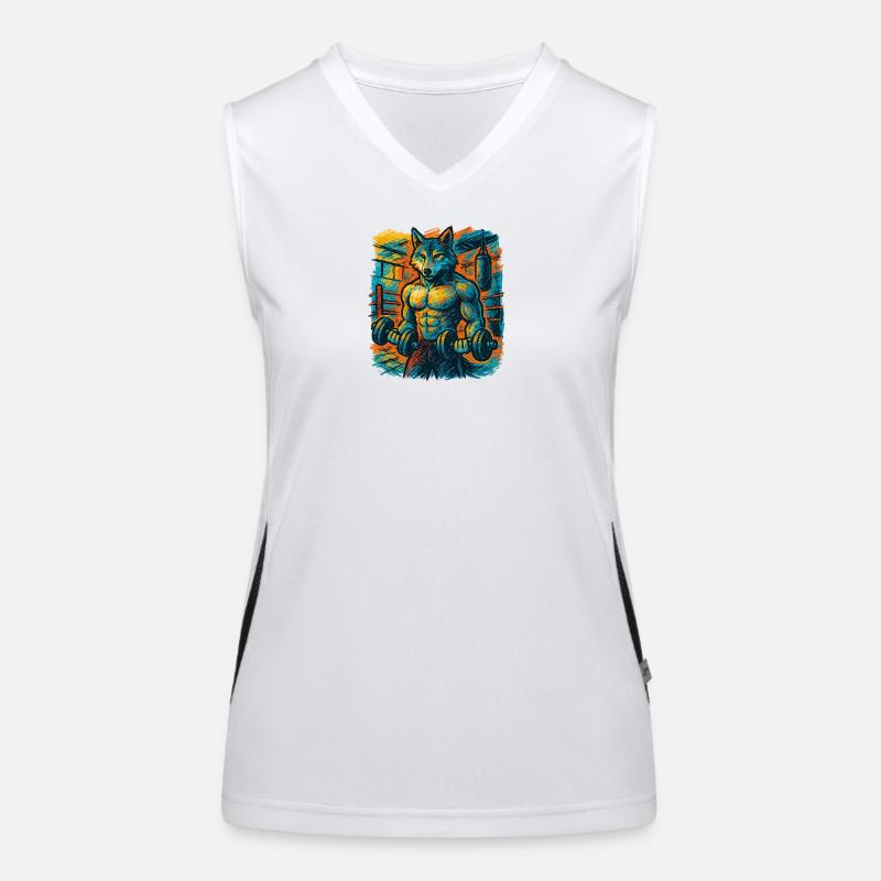 Wolf-strong gym strength - Women's Functional Contrast Tank Top - white/black