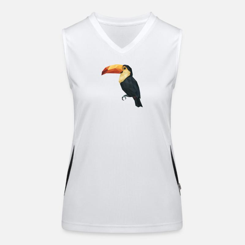 Low Poly Tukan – Geometrischer Tropenvogel Funktionelles Kontrast-Tank Top für Frauen