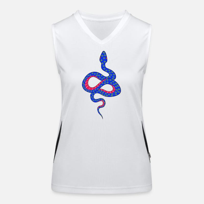 Serpent à fleurs bleu et rouge Débardeur respirant contrasté Femme