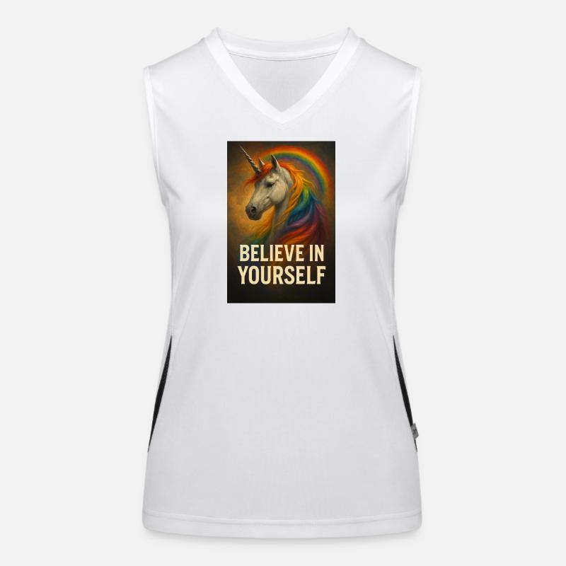 Glaub an dich selbst Einhorn Regenbogen Funktionelles Kontrast-Tank Top für Frauen