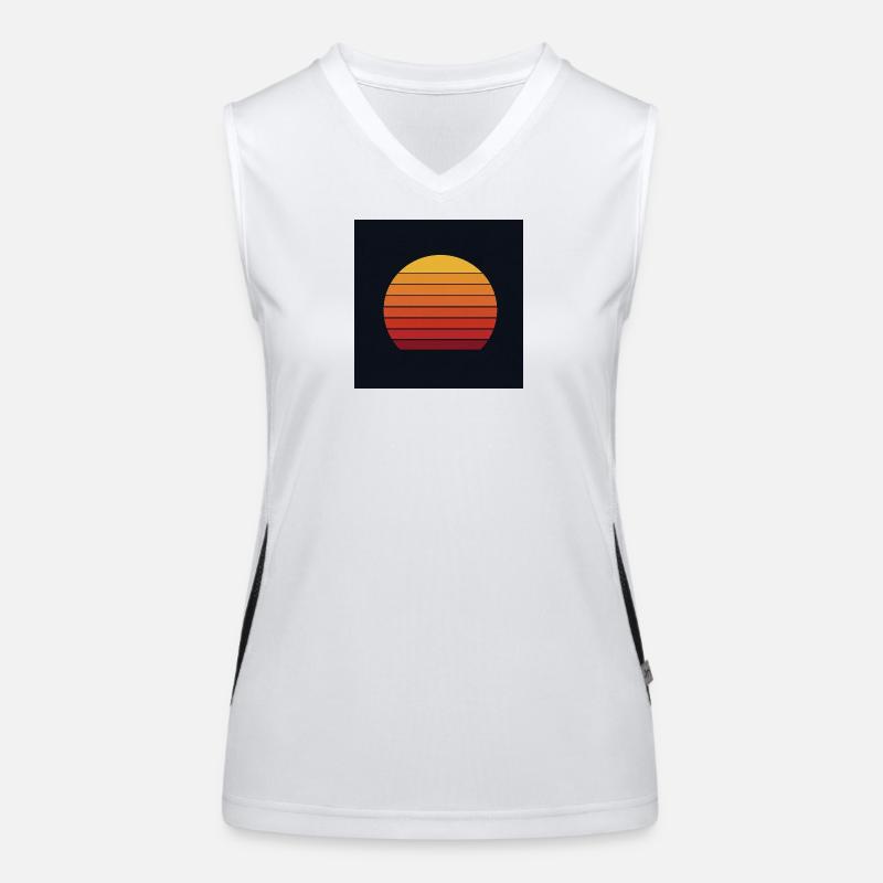 Retro sunset design Women's Functional Contrast Tank Top