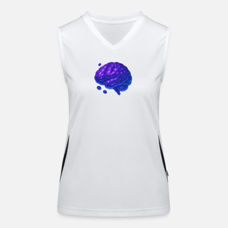 3D Gehirn Molekular Blau Lila Funktionelles Kontrast-Tank Top für Frauen