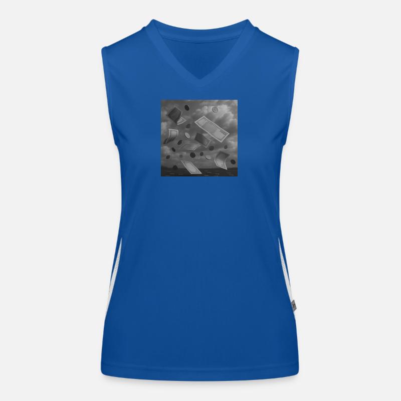 Fallendes Geld Geldscheine und Münzen Design Funktionelles Kontrast-Tank Top für Frauen