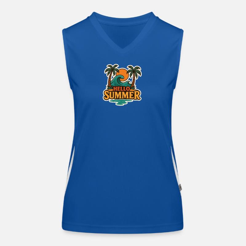 Hello Summer Tropical Wave Badge Women's Functional Contrast Tank Top