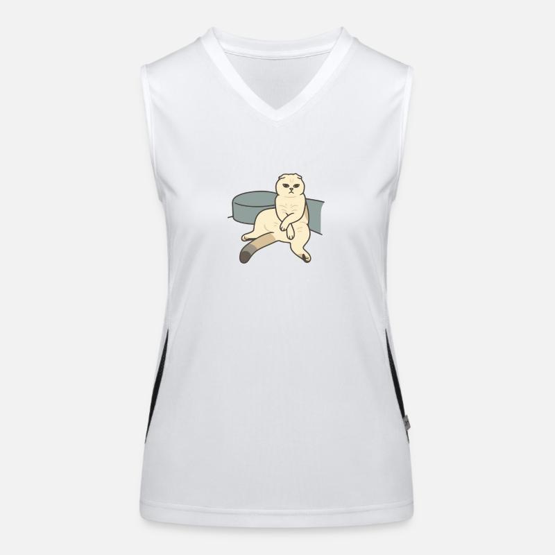 Scottish fold kitten assessing eyesight Women's Functional Contrast Tank Top