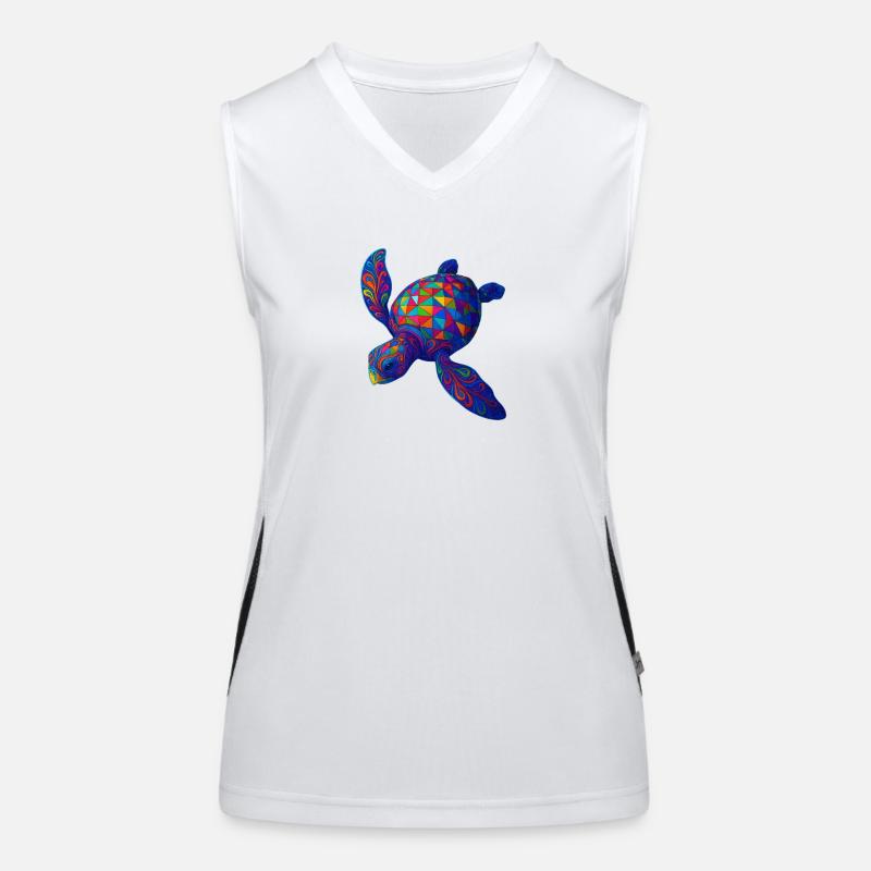 Vibrant Geometric Turtle Art Women's Functional Contrast Tank Top
