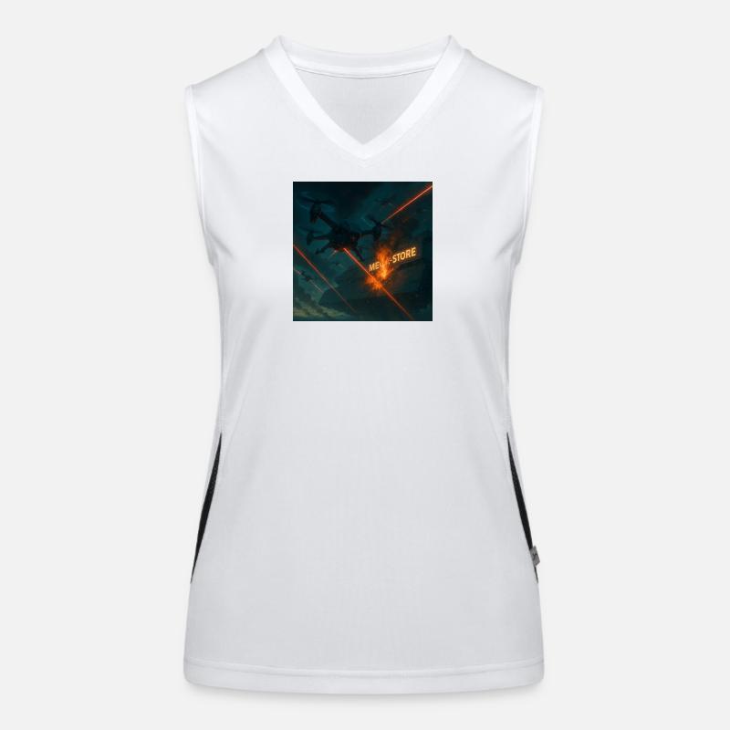 Futuristic Air Base Attack Image Women's Functional Contrast Tank Top